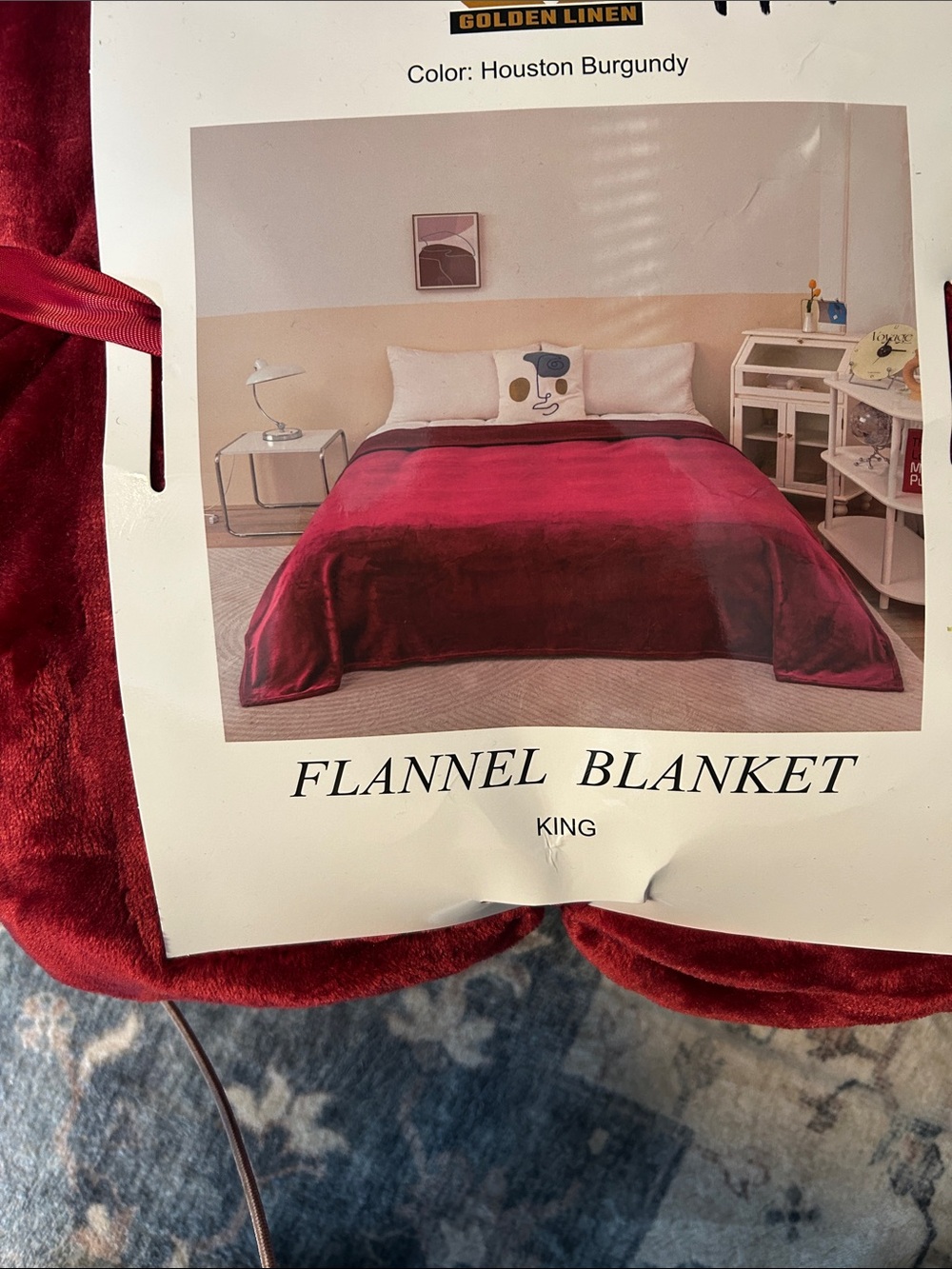 Houston Burgundy Flannel Blanket - King